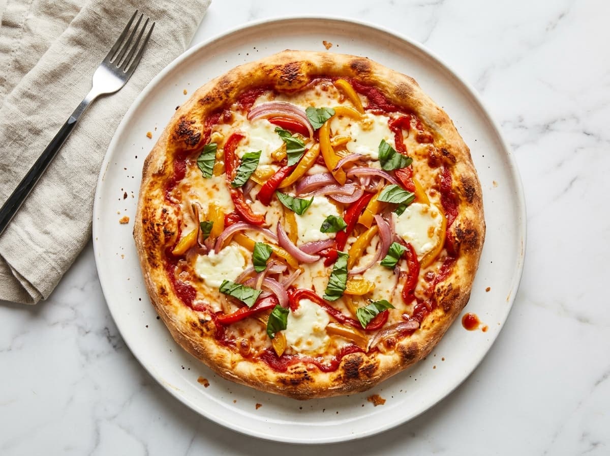 Roasted Pepper & Goat Cheese Pizza - italian dinner recipe