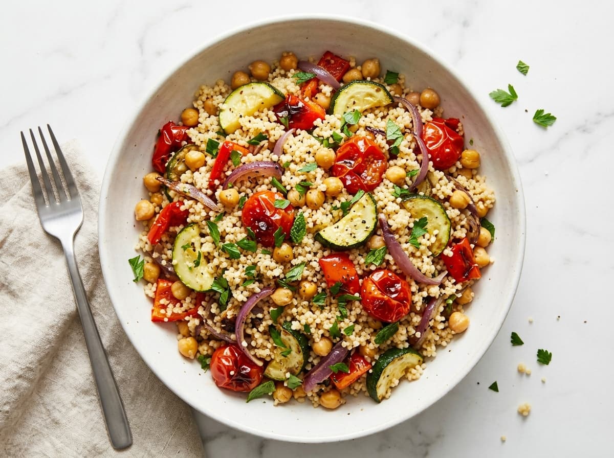 Roasted Vegetable & Couscous Salad - mediterranean dinner recipe