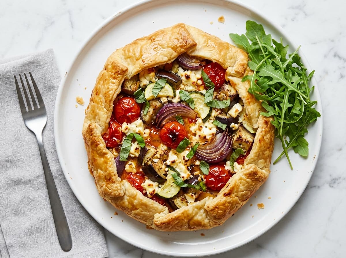 Roasted Vegetable & Feta Galette - mediterranean dinner recipe