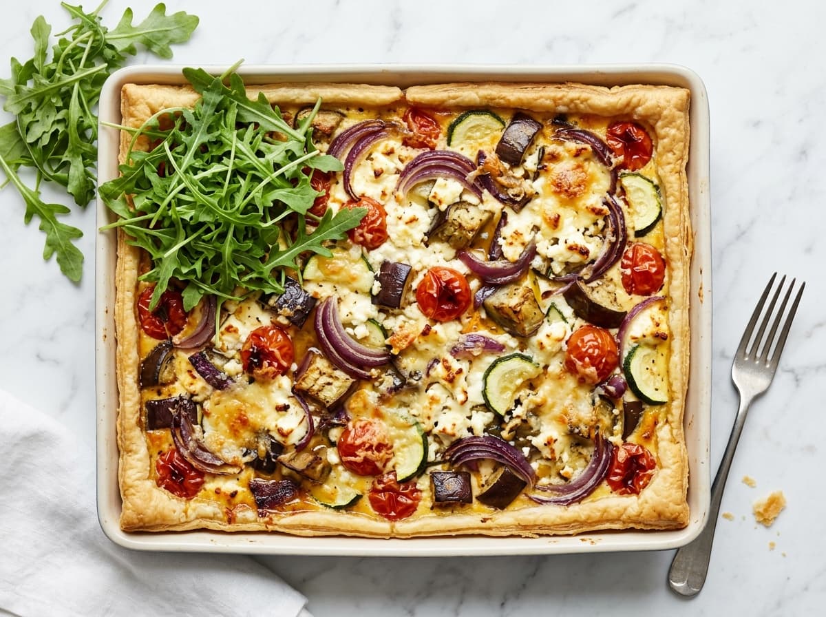 Roasted Vegetable & Feta Tart - mediterranean dinner recipe