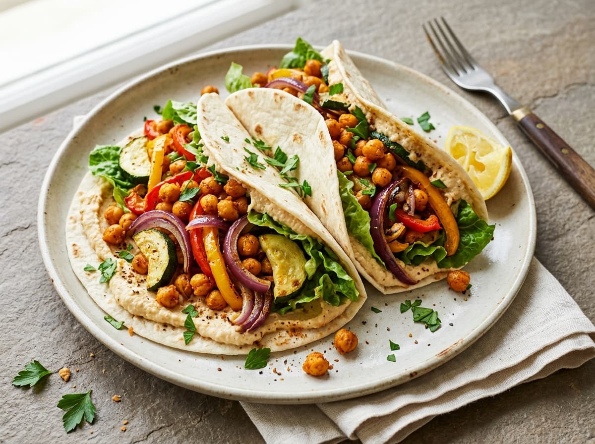 Roasted Vegetable & Hummus Wrap - middle_eastern dinner recipe