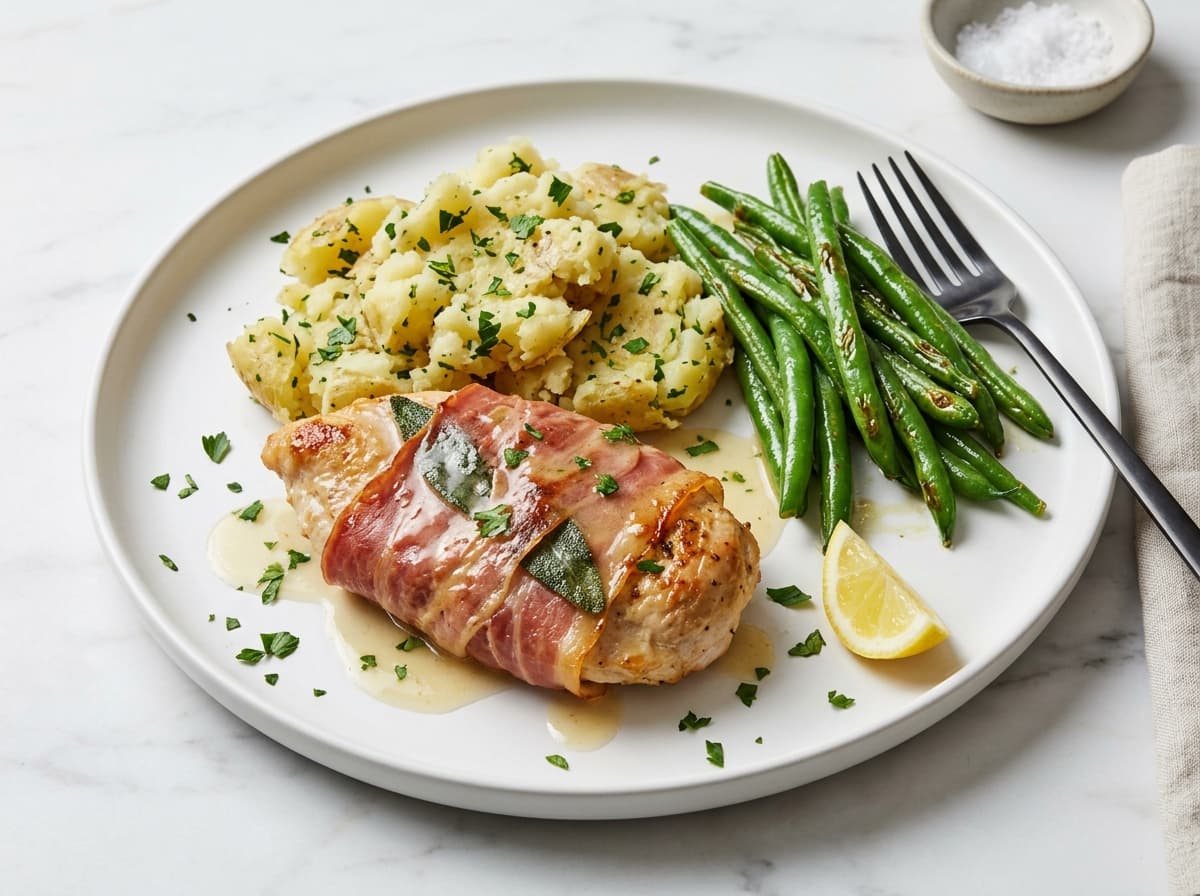 Sage Turkey Saltimbocca & Green Beans - italian dinner recipe