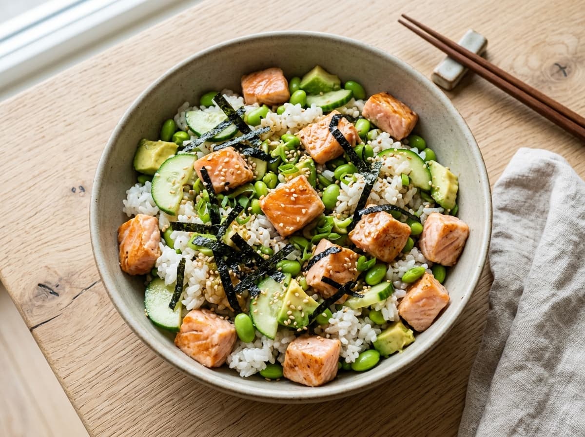 Salmon Poke Bowl - japanese dinner recipe