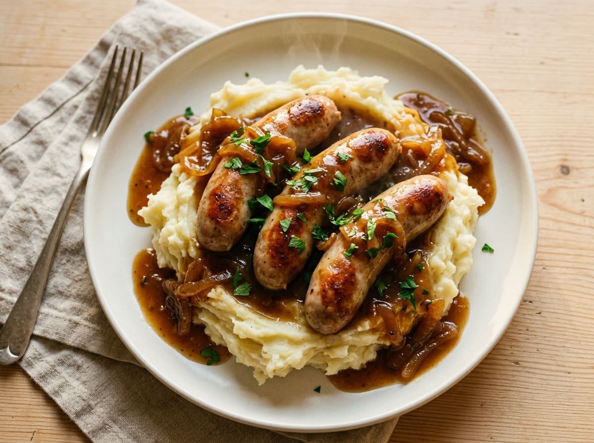 Sausage & Mash with Onion Gravy