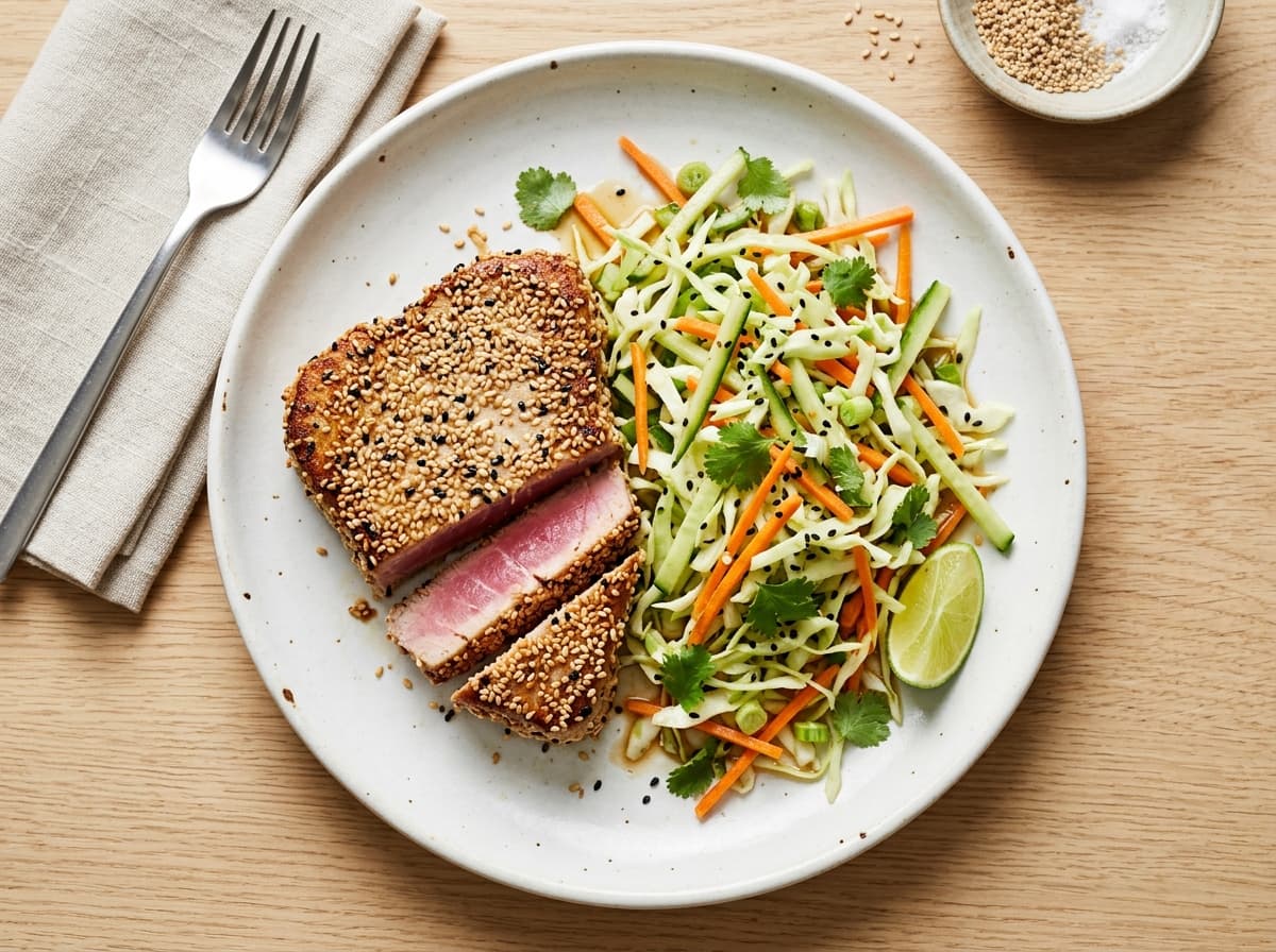 Sesame Tuna & Slaw - asian dinner recipe