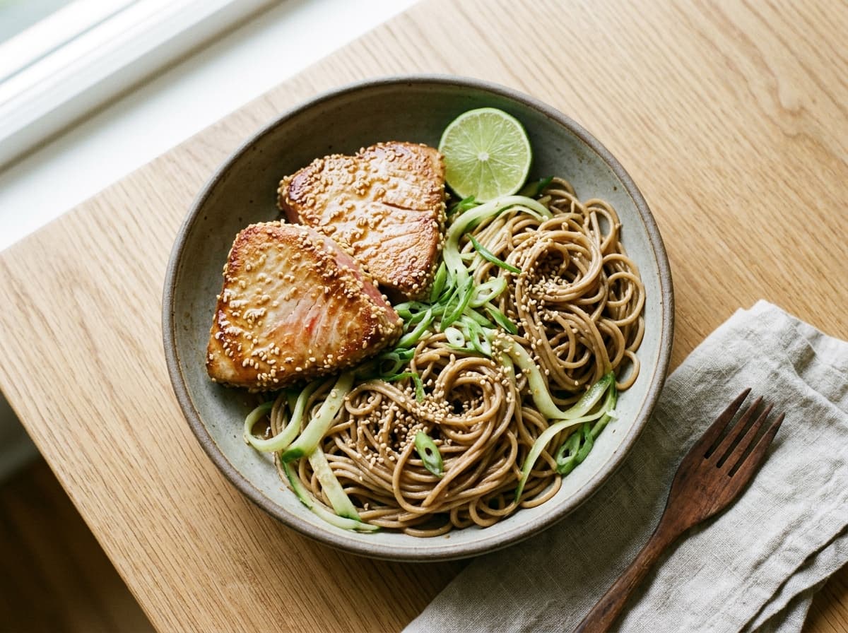 Sesame Tuna & Soba Noodles - japanese dinner recipe
