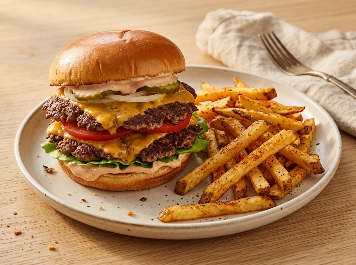 Smashed Beef Burger with Special Sauce - american dinner recipe