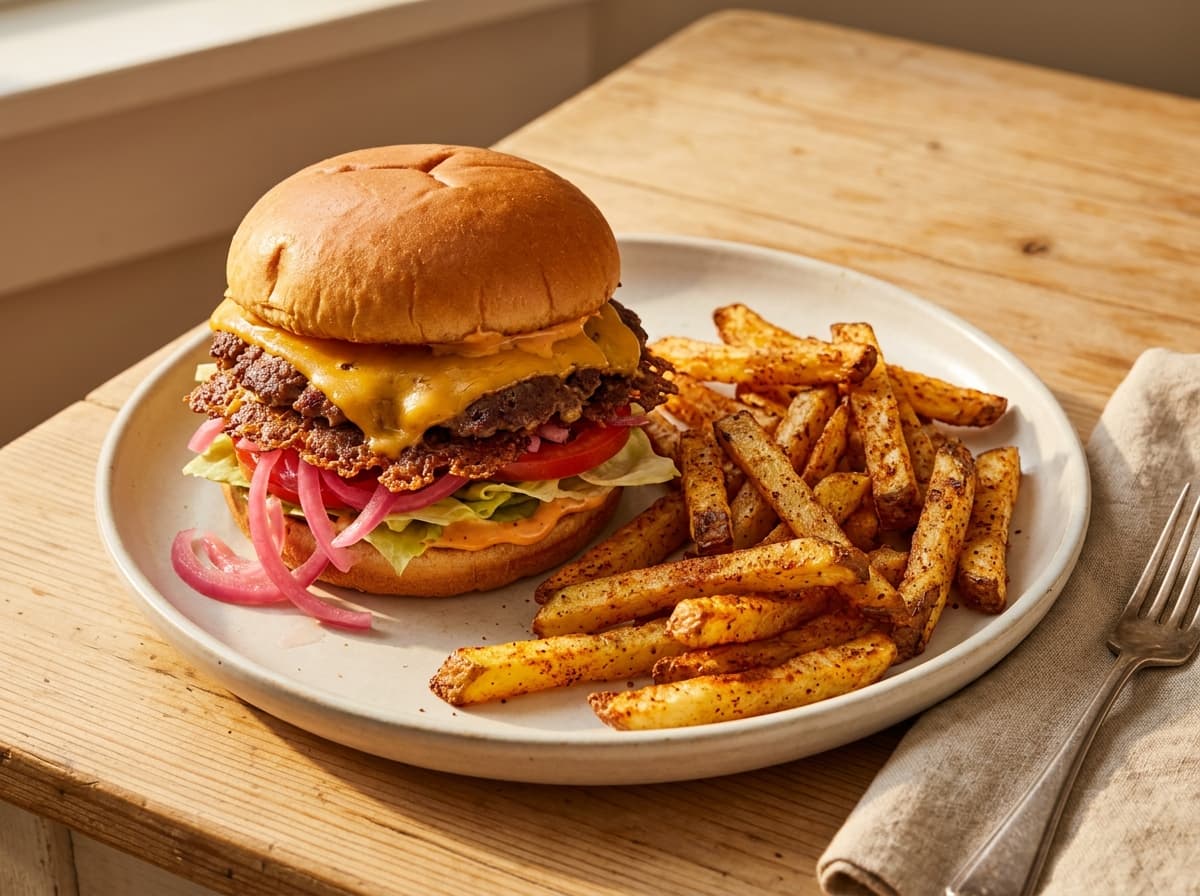 Smashed Burger with Pickled Onion