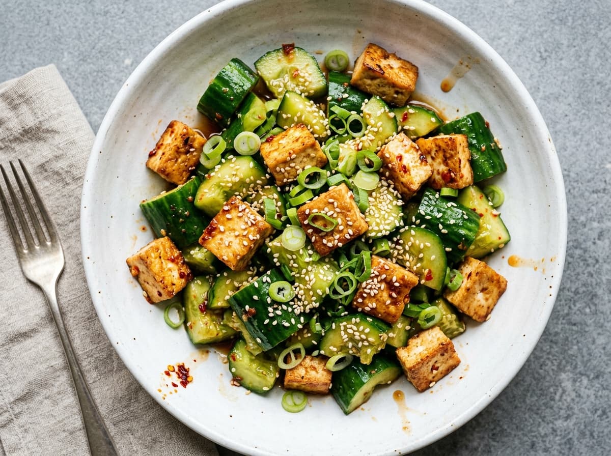 Smashed Cucumber & Chilli Tofu Salad