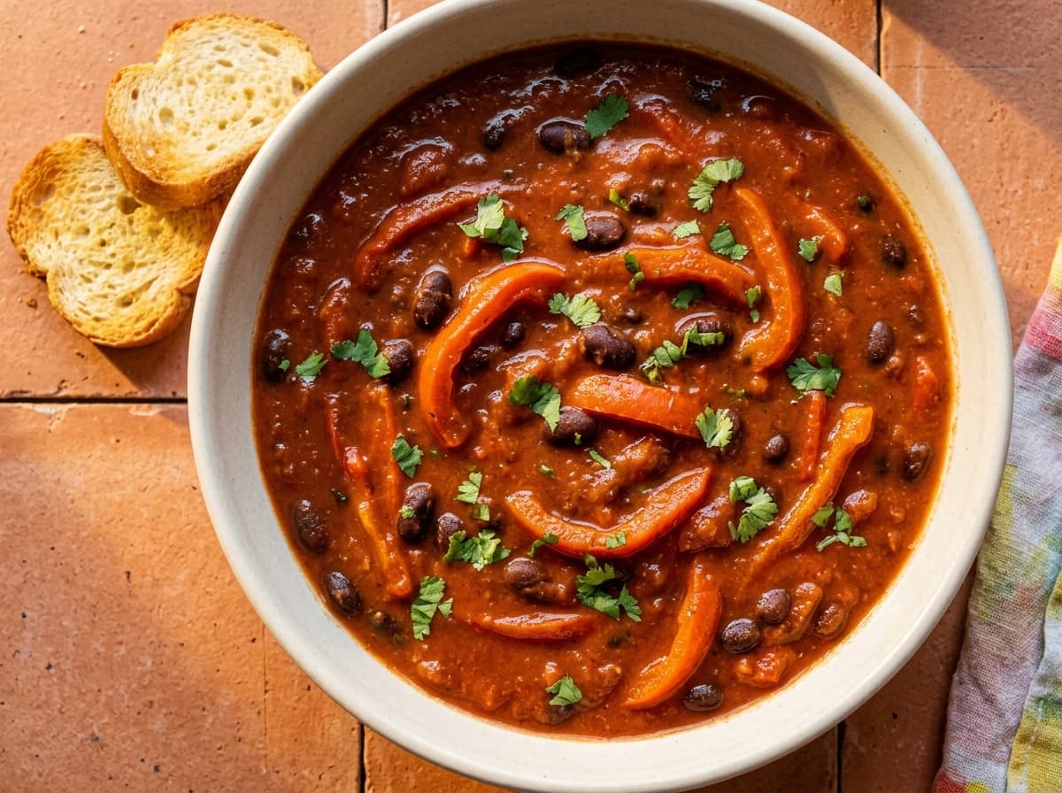 Smoky Bean & Roasted Pepper Soup - mexican dinner recipe