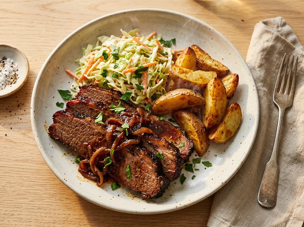 Smoky Beef Brisket & Slaw - american dinner recipe