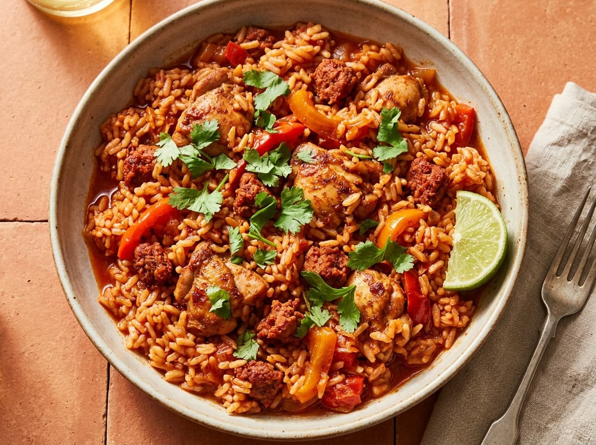 Smoky Chicken & Chorizo Rice - mexican dinner recipe