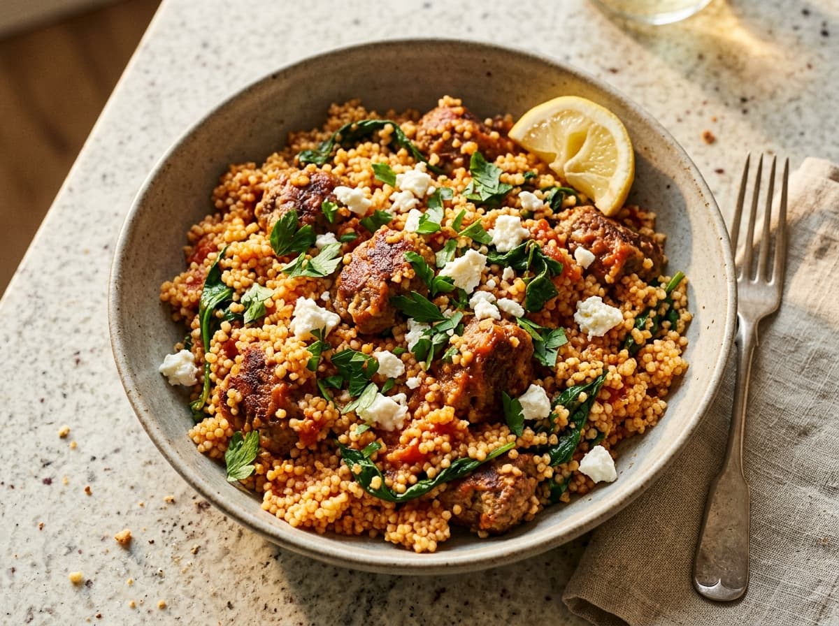 Spiced Beef Kofta & Couscous - mediterranean dinner recipe