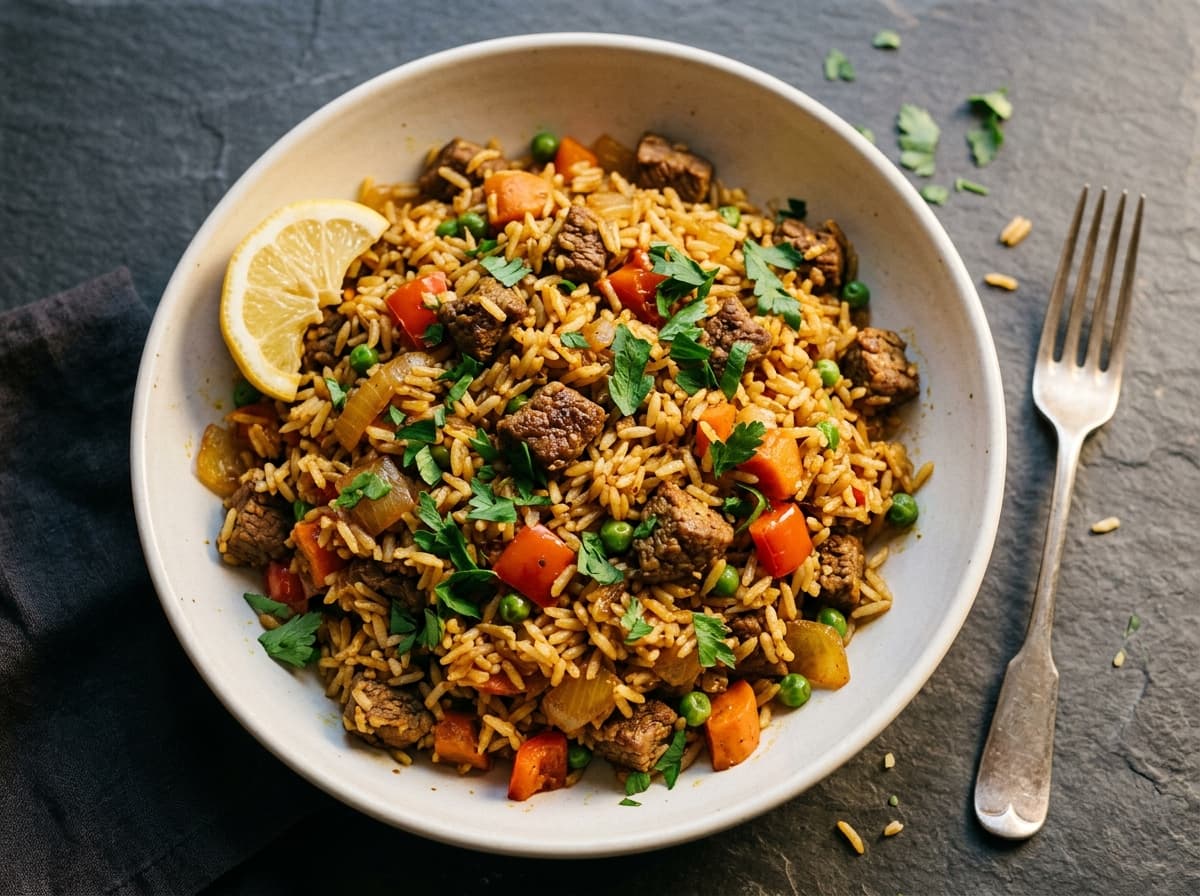 Spiced Beef & Vegetable Rice - middle_eastern dinner recipe