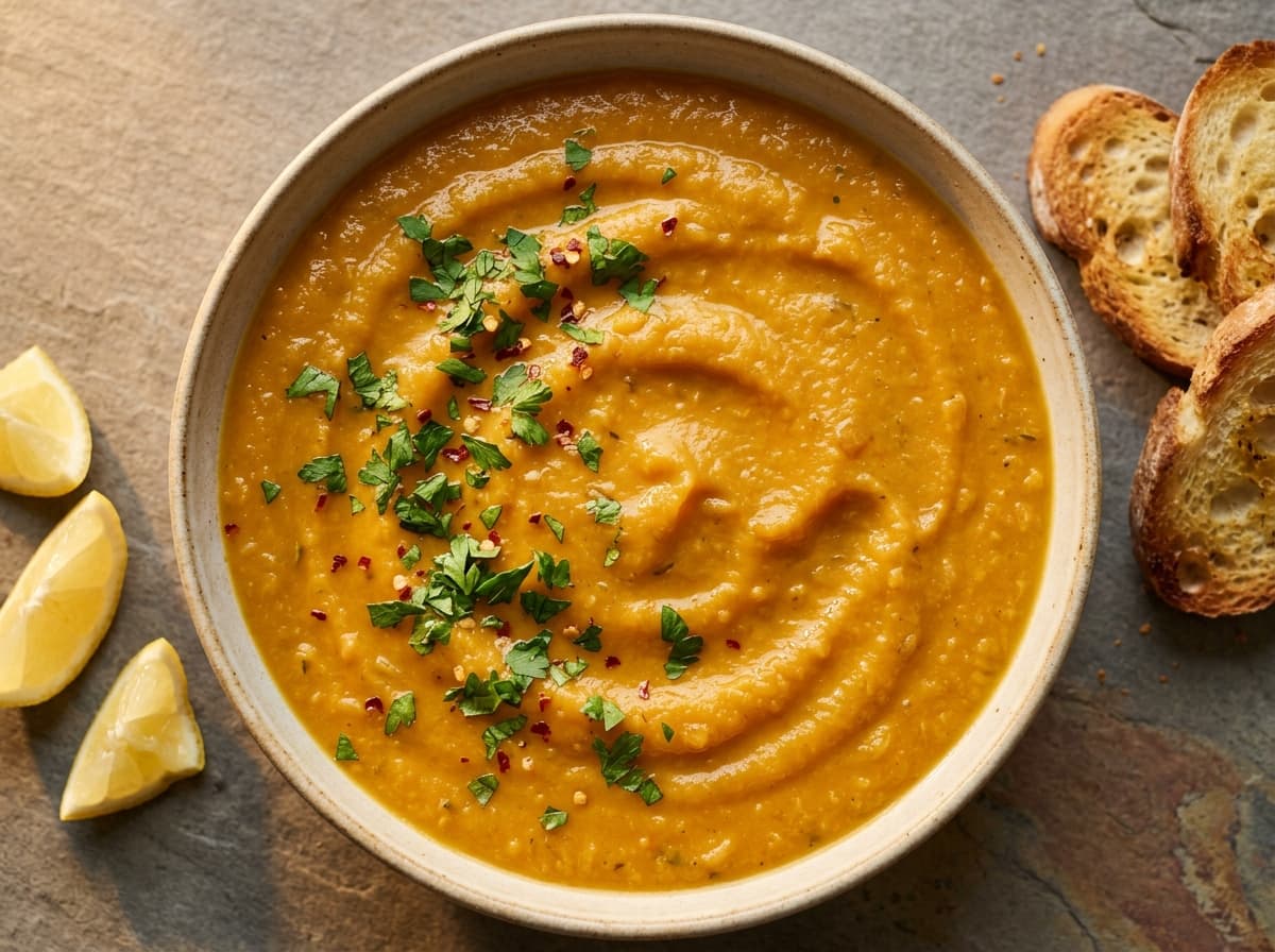Spiced Carrot & Red Lentil Soup - middle_eastern dinner recipe