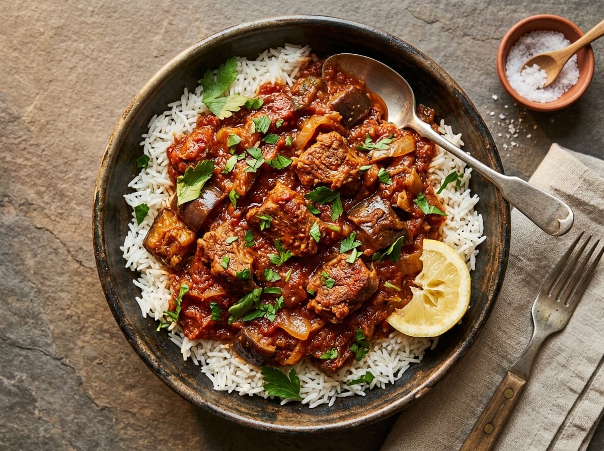 Spiced Lamb & Aubergine Stew - middle_eastern dinner recipe