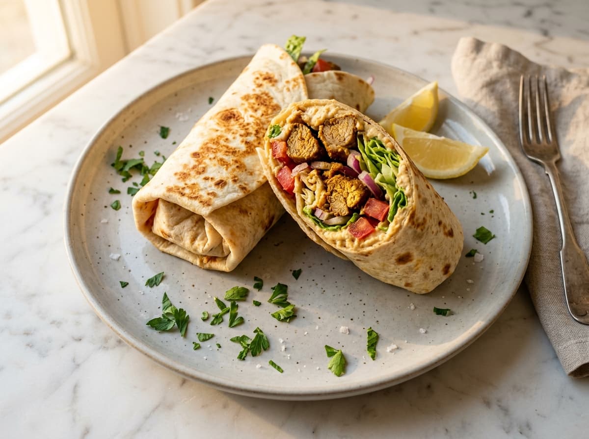 Spiced Lamb & Hummus Wrap - middle_eastern dinner recipe