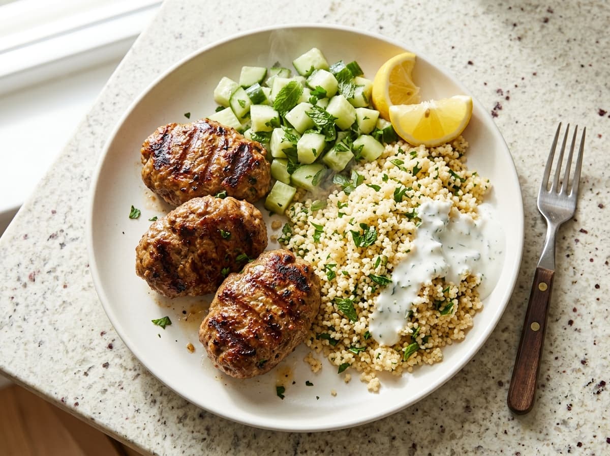 Spiced Lamb Kofta & Couscous - mediterranean dinner recipe