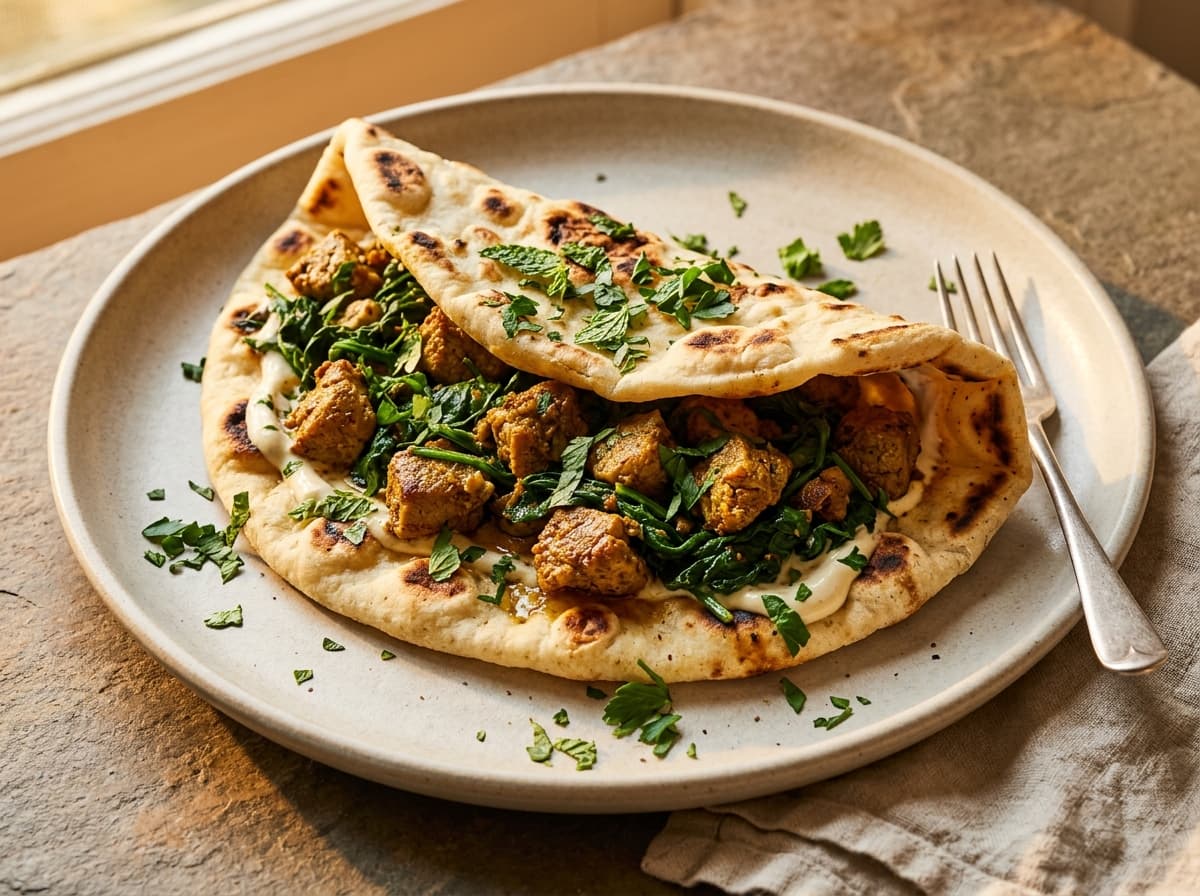 Spiced Lamb & Spinach Flatbread - middle_eastern dinner recipe