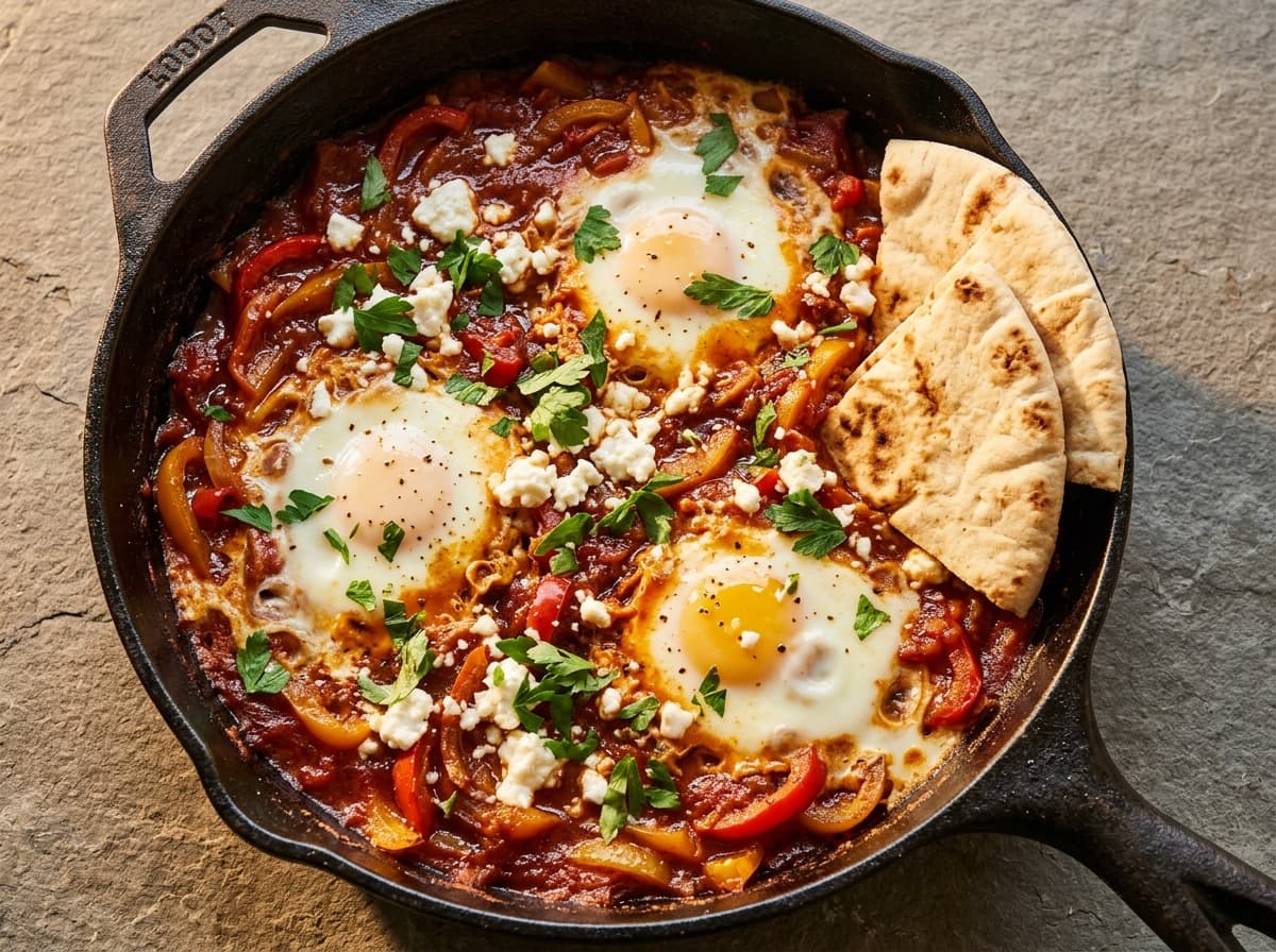 Spiced Shakshuka & Pita - middle_eastern dinner recipe