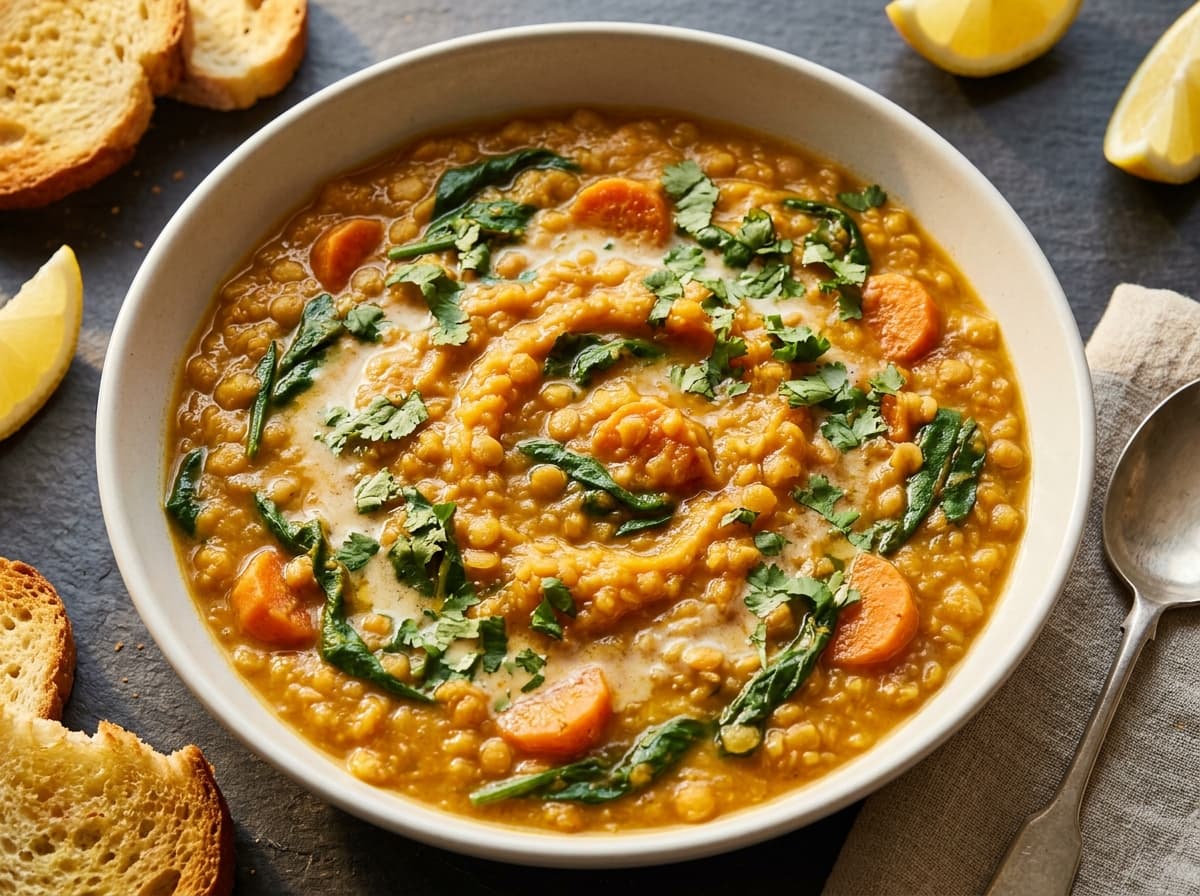 Spiced Sweet Potato & Lentil Soup - indian dinner recipe