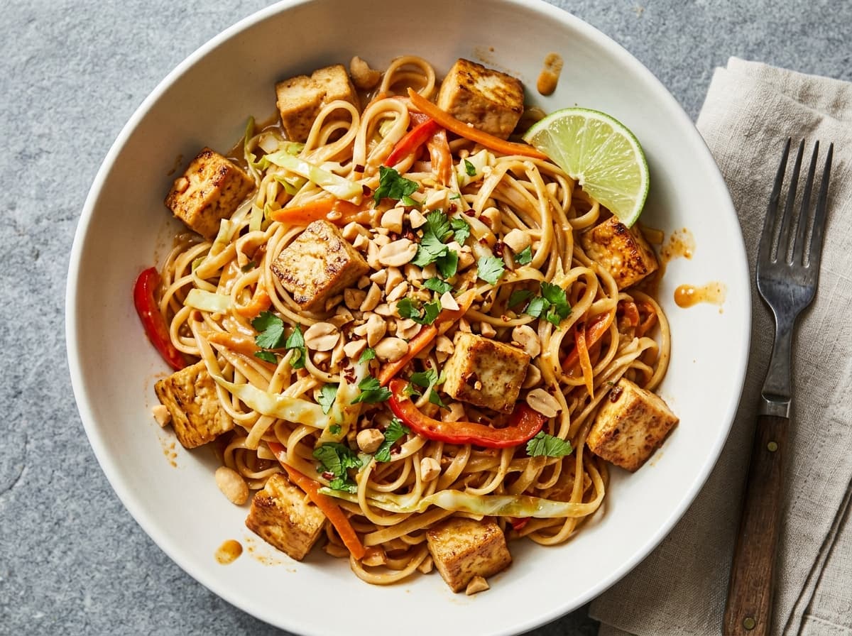 Spicy Peanut Tofu Noodle Bowl