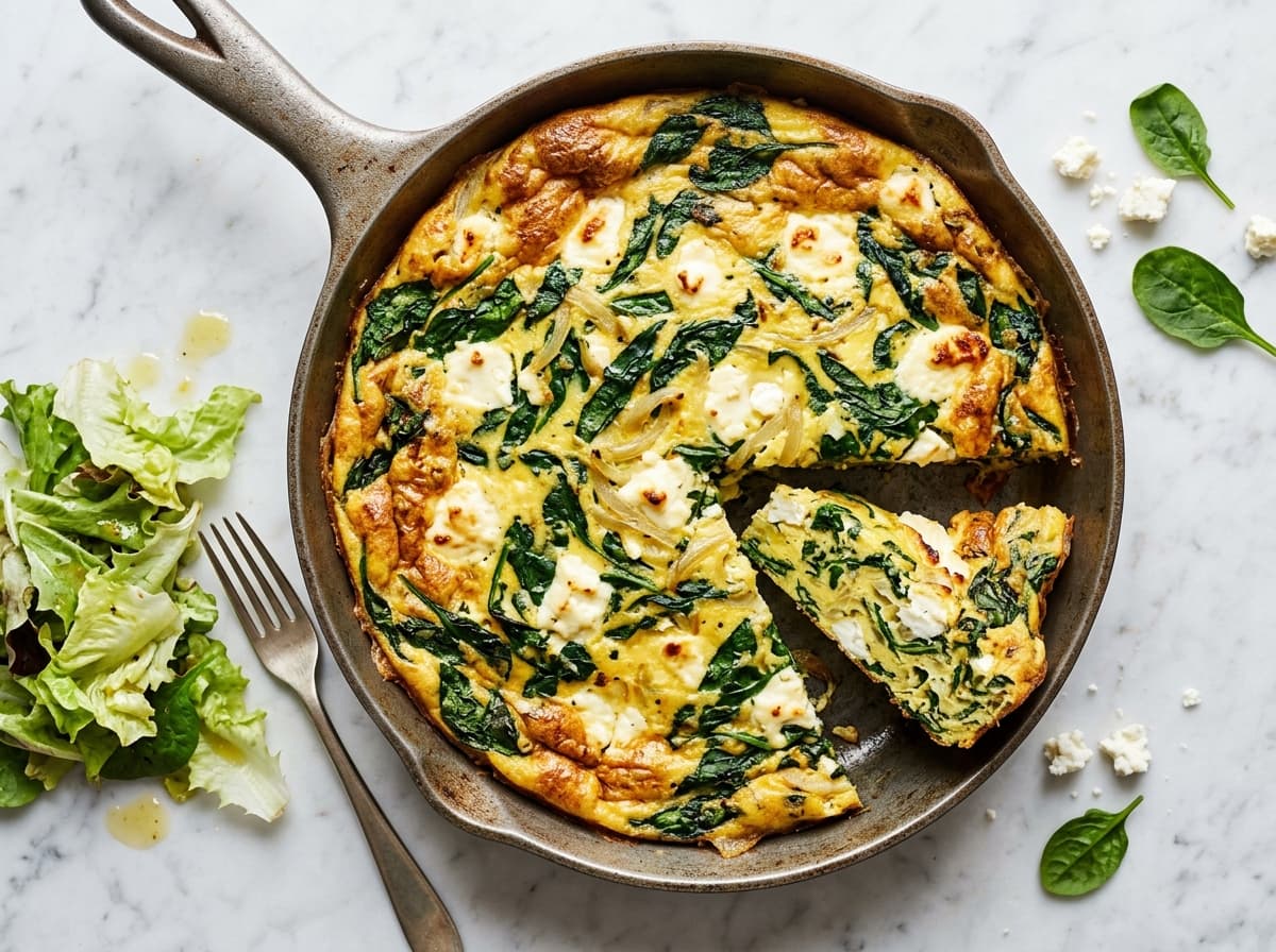 Spinach & Feta Frittata - mediterranean dinner recipe