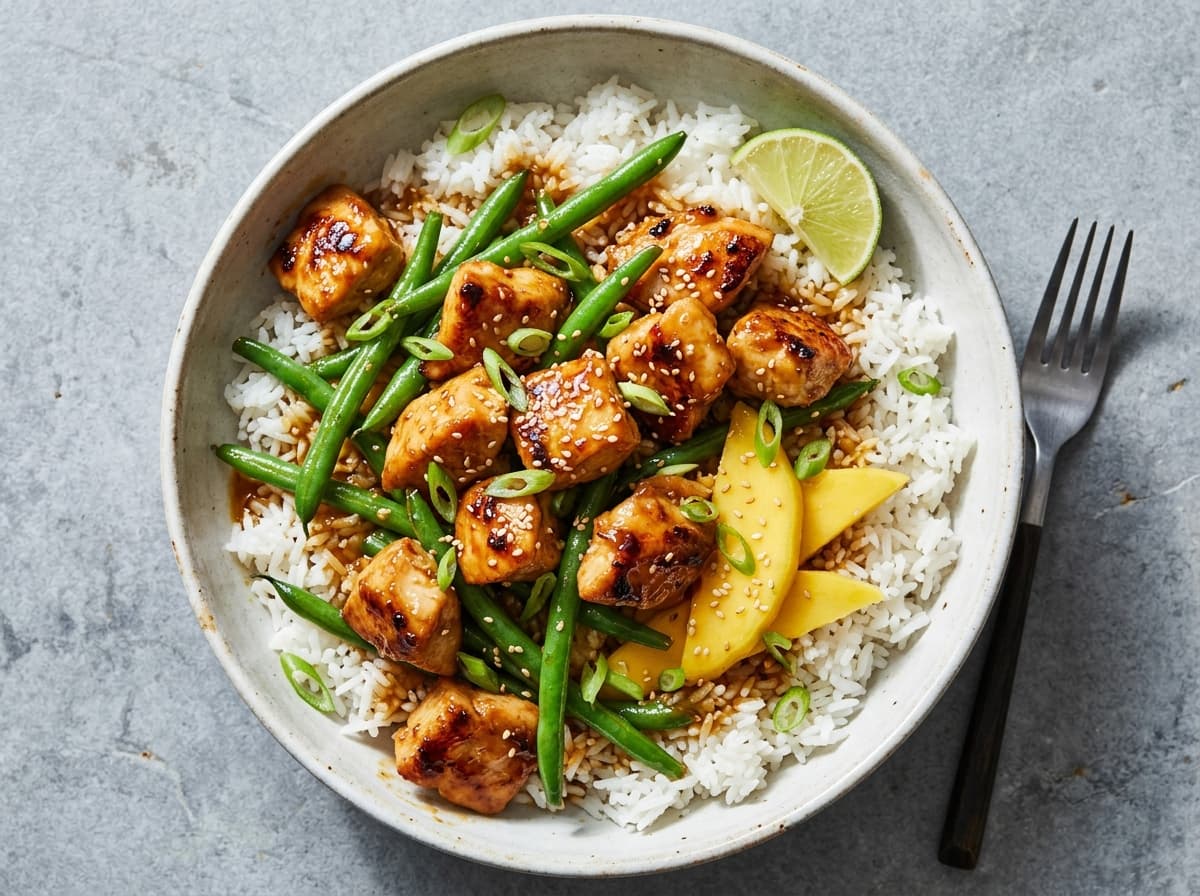 Sticky Mango Chicken & Rice - thai dinner recipe