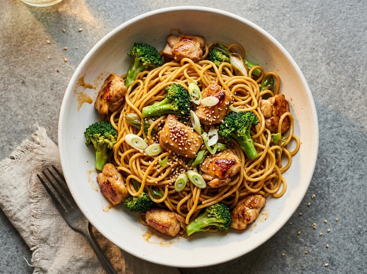 Sticky Teriyaki Chicken Noodles - japanese dinner recipe