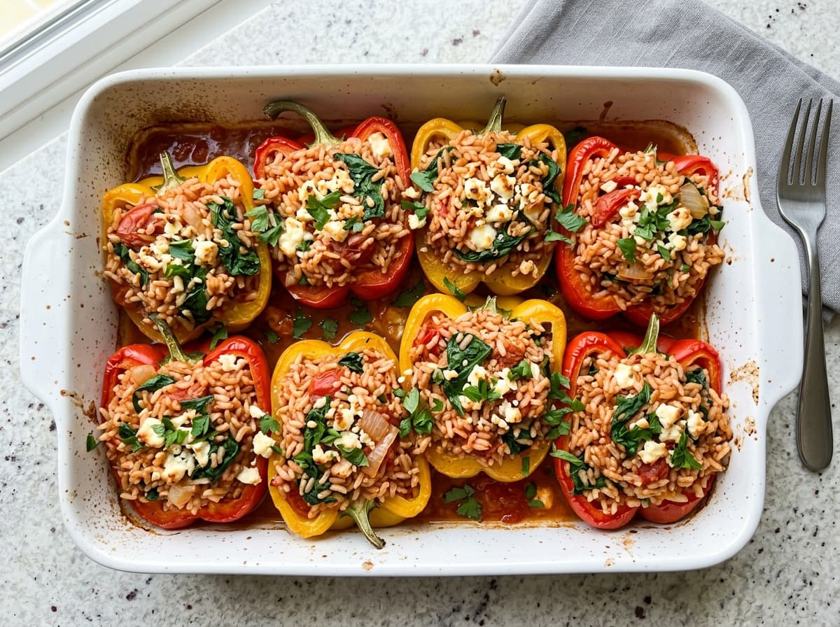 Stuffed Peppers with Rice & Feta
