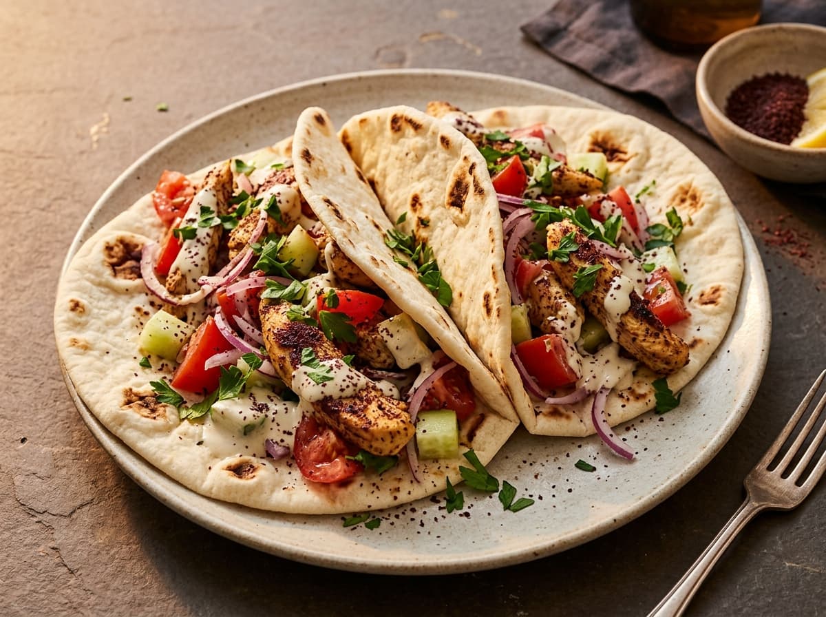 Sumac Chicken Flatbread - middle_eastern dinner recipe