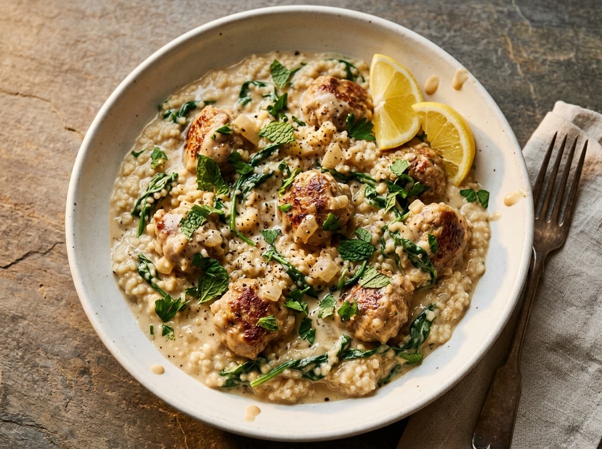 Tahini Lamb Meatballs & Couscous - middle_eastern dinner recipe