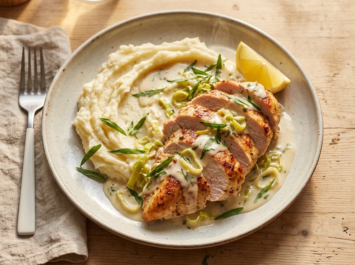 Tarragon Chicken & Mash - french dinner recipe