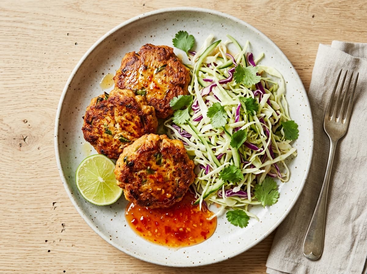Thai Fish Cakes & Slaw - thai dinner recipe