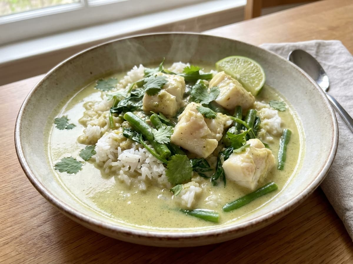 Thai Green Curry with Cod - thai dinner recipe