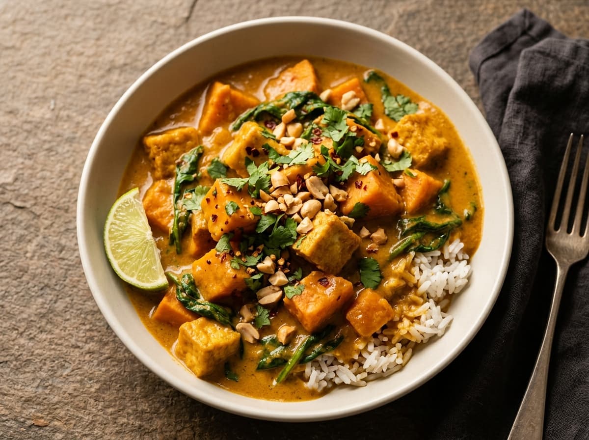 Thai Sweet Potato & Peanut Curry - thai dinner recipe