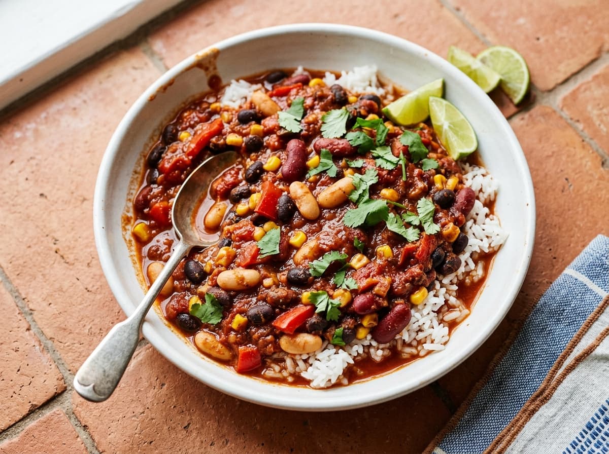 Three Bean Chilli - mexican dinner recipe