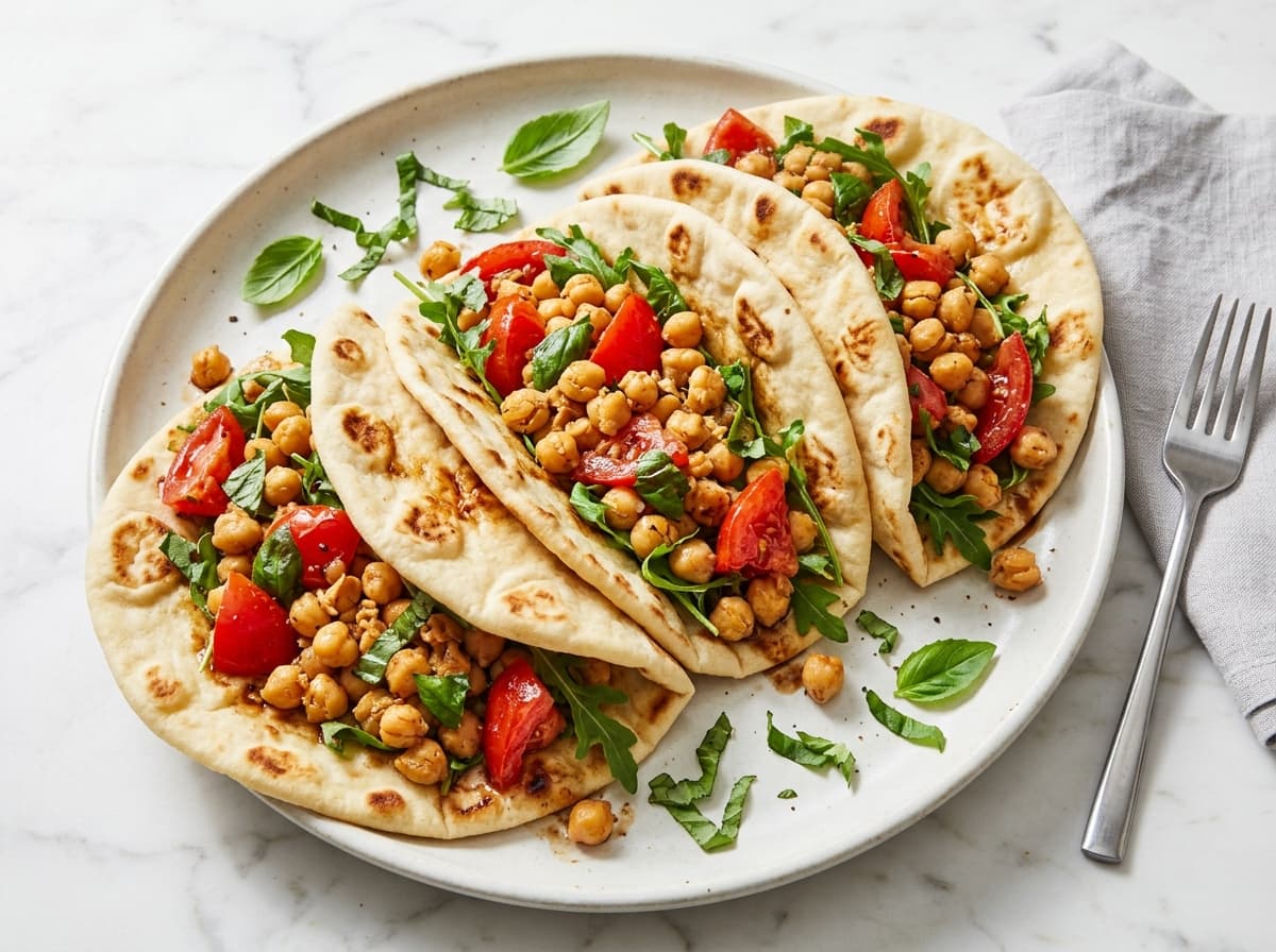 Tomato Basil Chickpea Flatbreads - italian dinner recipe