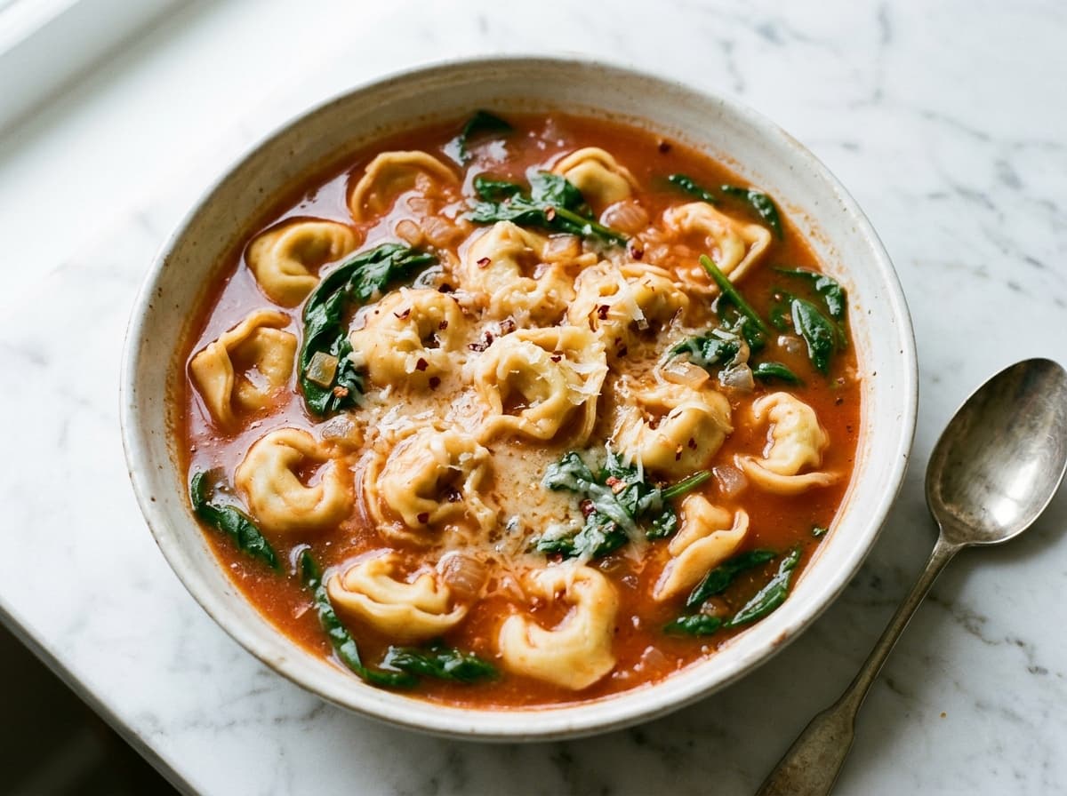 Tortellini & Spinach Broth - italian dinner recipe