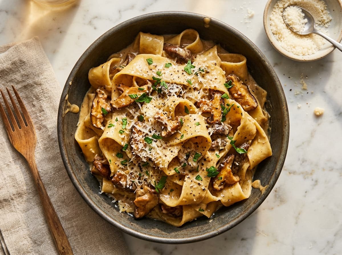 Truffle Mushroom Pappardelle - italian dinner recipe