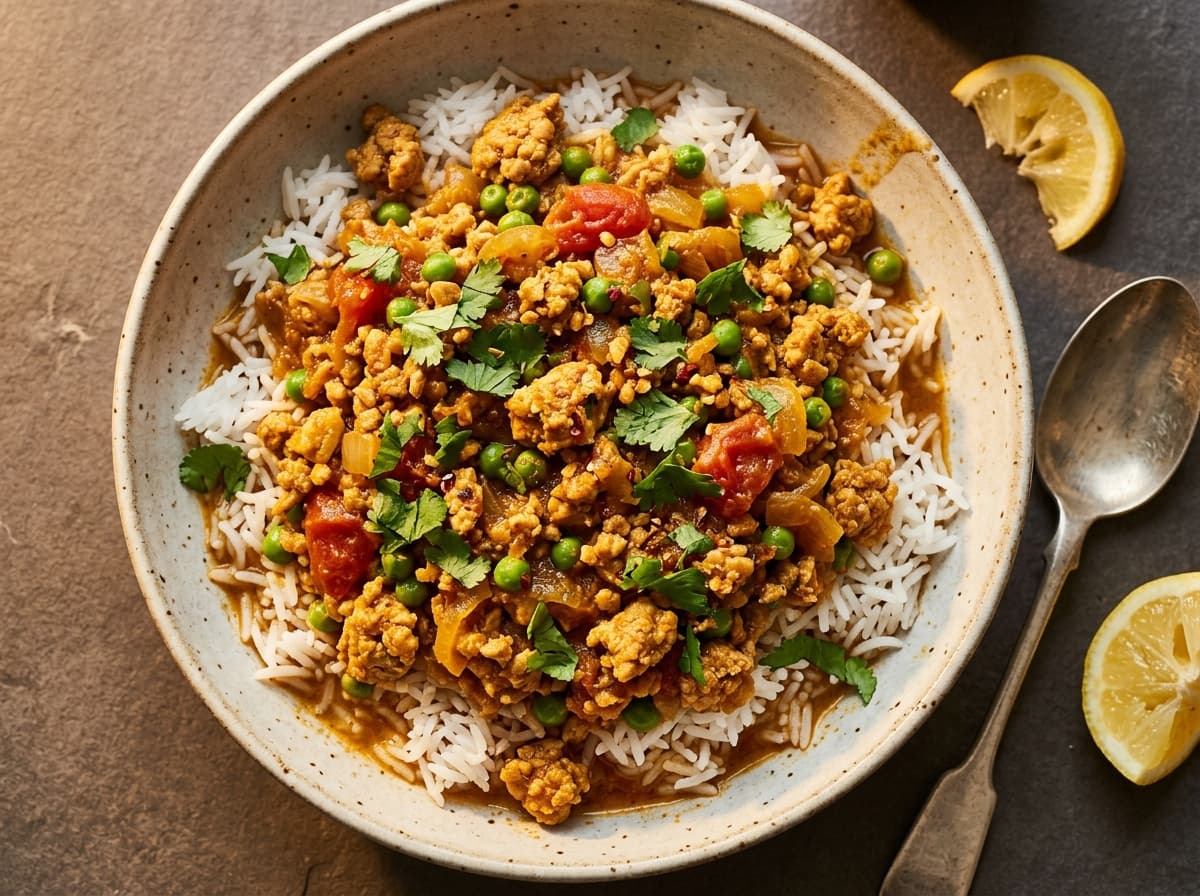 Turkey Keema & Rice - indian dinner recipe