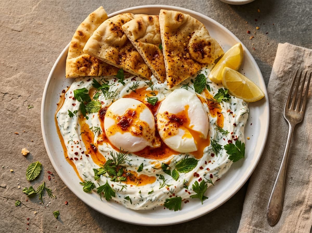 Turkish Eggs & Spiced Pita - middle_eastern dinner recipe