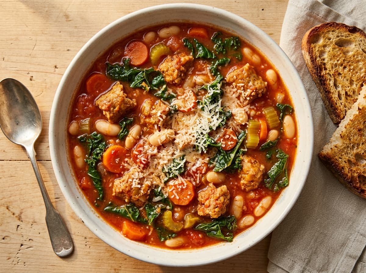 Tuscan Bean & Sausage Soup - italian dinner recipe