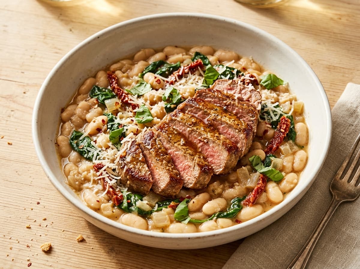 Tuscan Steak & White Beans - italian dinner recipe