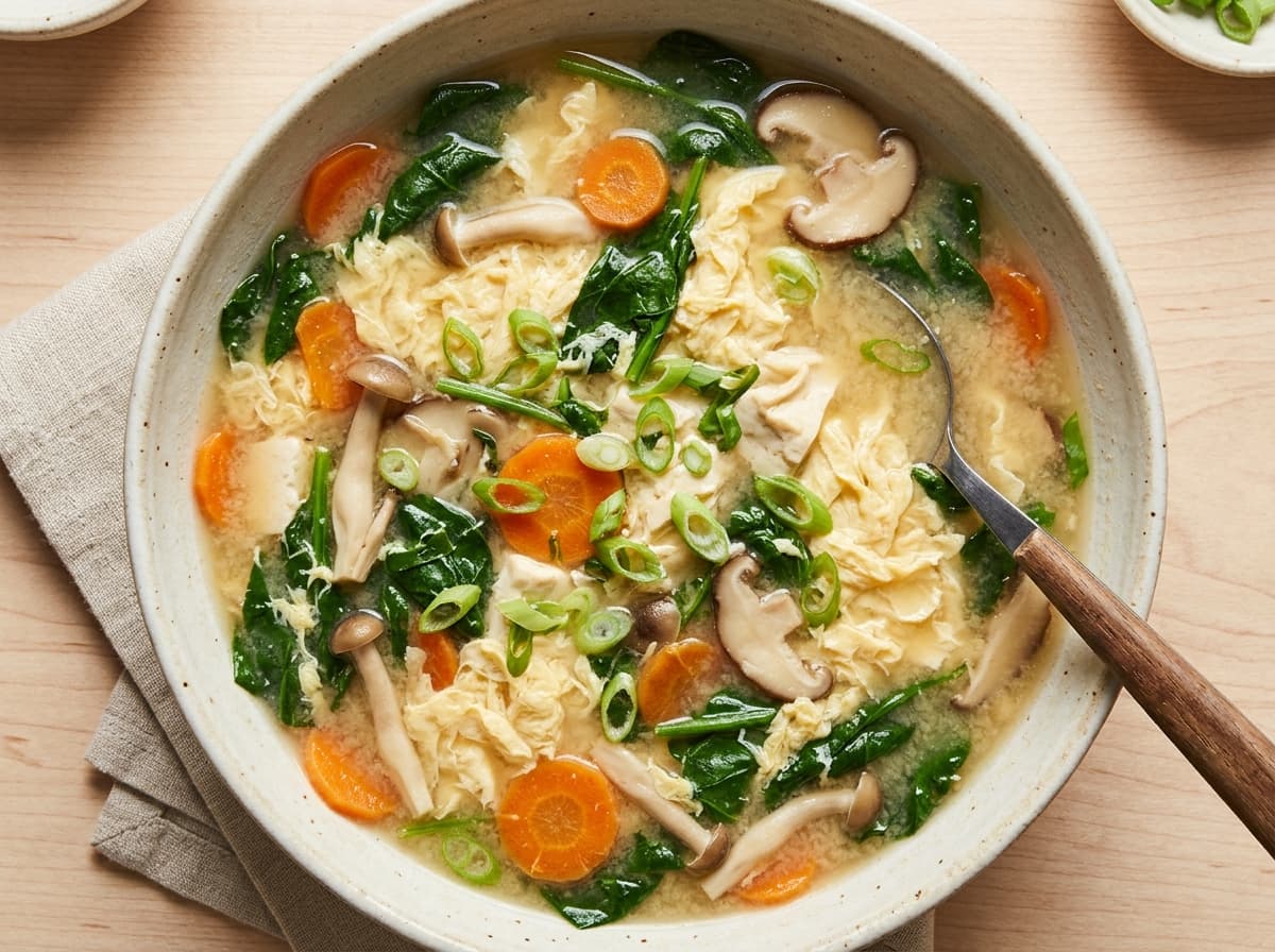 Vegetable & Egg Miso Soup - japanese dinner recipe