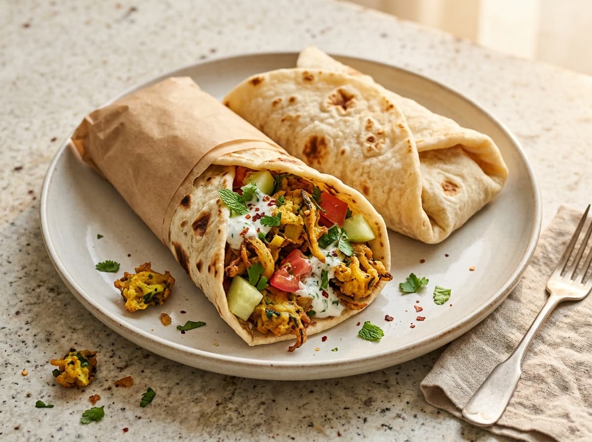 Vegetable Pakora Wrap - indian dinner recipe