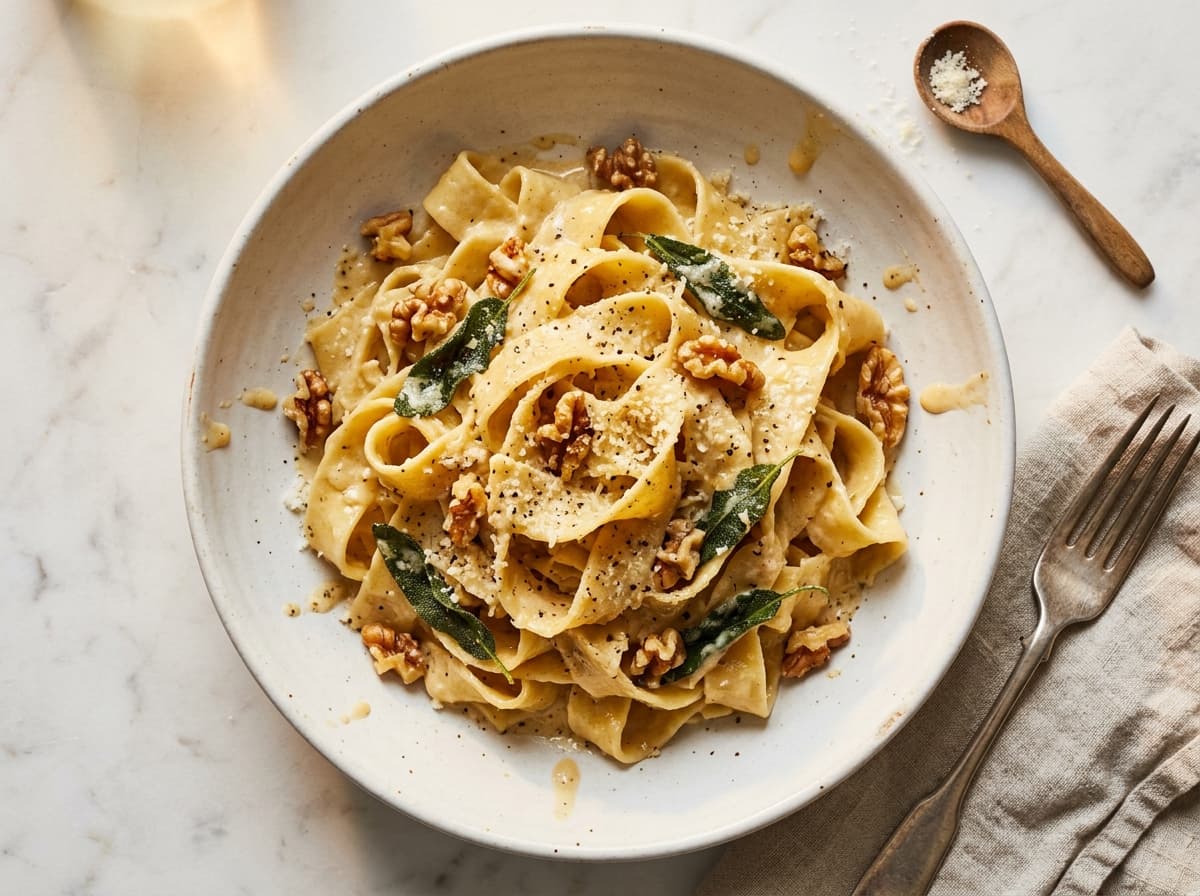 Walnut Sage Pappardelle - italian dinner recipe
