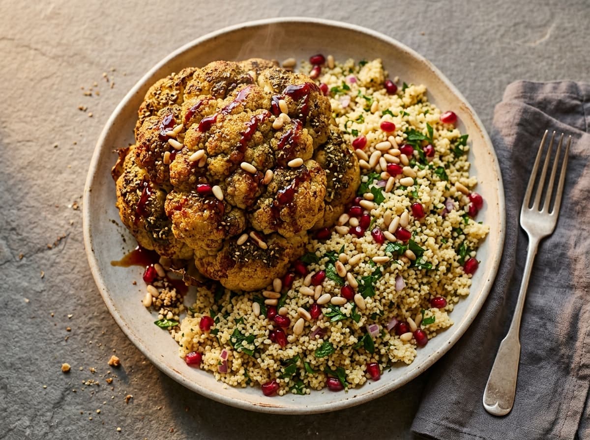 Zaatar Cauliflower & Couscous - middle_eastern dinner recipe